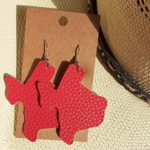 Red Faux Leather Texas Earring